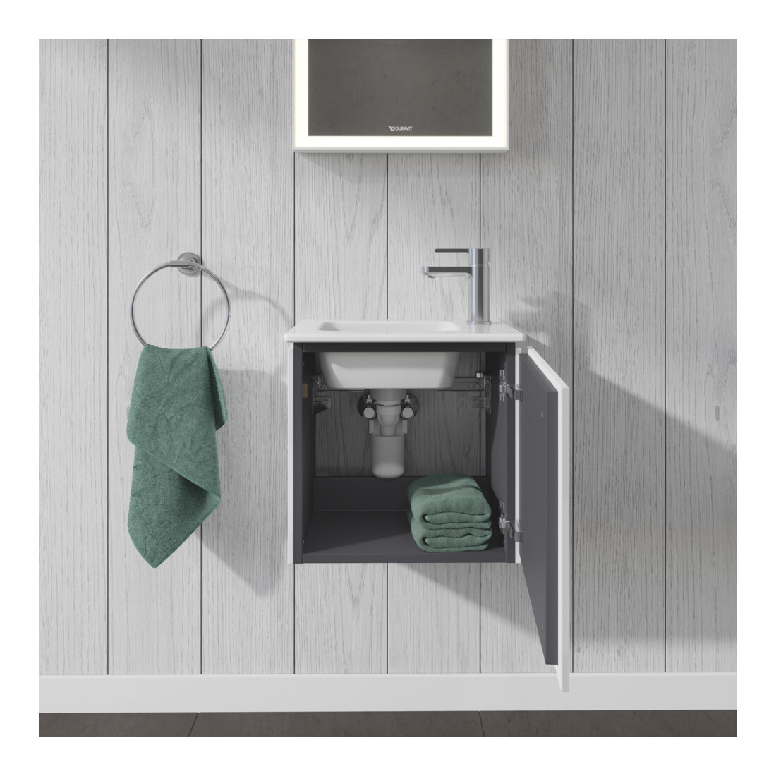 Duravit Meuble sous lavabo L-Cube 42x29,4x40 cm, suspendu, porte gauche, blanc brillant