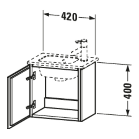 Duravit Meuble sous lavabo L-Cube 42x29,4x40 cm, suspendu, T g, chêne noir