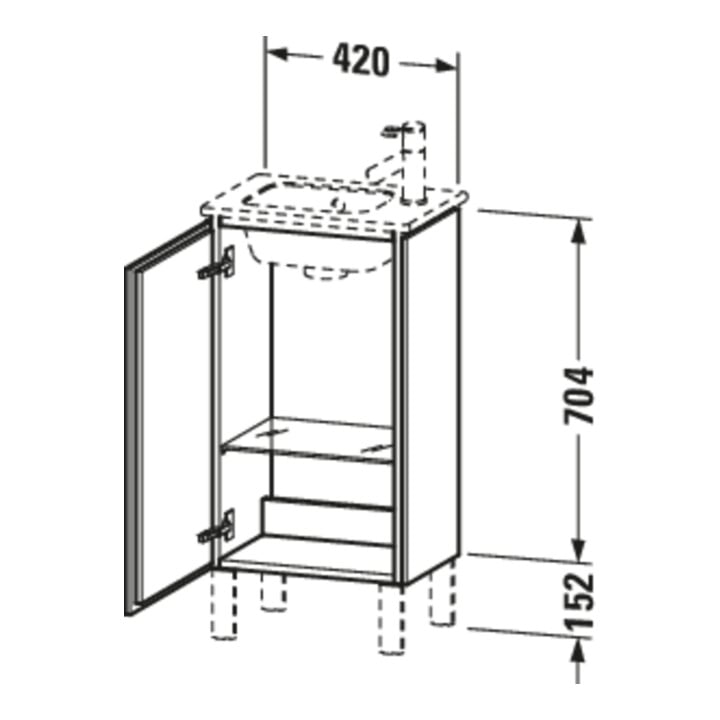 Duravit Meuble sous lavabo L-Cube 42x29,4x70,4 cm, deb., porte dr., blanc laqué