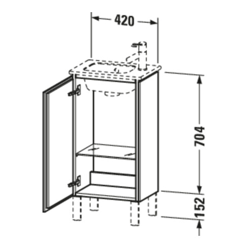 Duravit Meuble sous lavabo L-Cube 42x29,4x70,4 cm, deb., porte dr., blanc mat