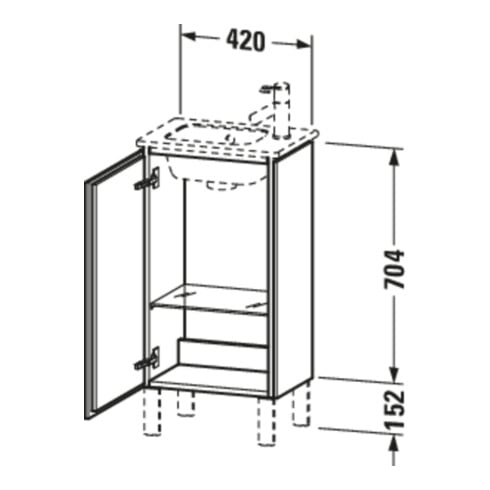 Duravit Meuble sous-lavabo L-Cube 42x29,4x70,4 cm, st, porte gauche, noyer brossé