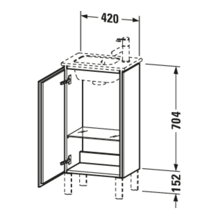 Duravit Meuble sous lavabo L-Cube 42x29,4x70,4cm, deb., porte dr., mat bas