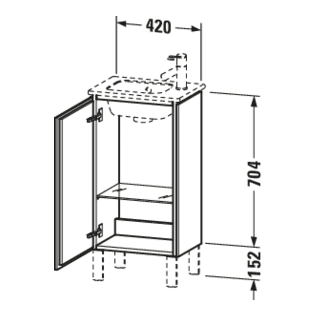 Duravit Meuble sous lavabo L-Cube 42x29,4x70,4cm, deb., porte dr., mat bas