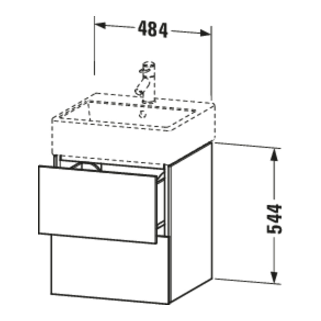 Duravit Meuble sous-lavabo L-Cube 48,4x45,9 cm, bas. mat, 2 tiroirs, suspendu