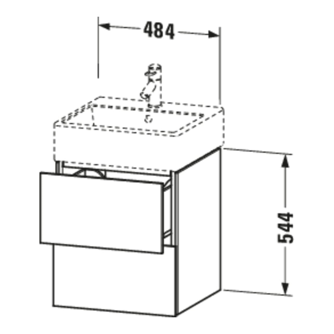 Duravit Meuble sous lavabo L-Cube 48,4x45,9 cm, blanc mat, 2 tiroirs, suspendu