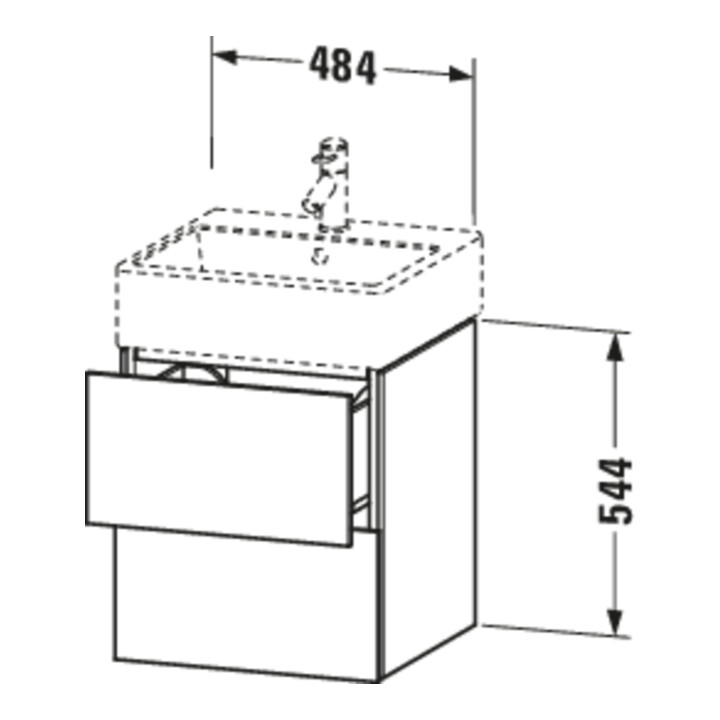 Duravit Meuble sous lavabo L-Cube 48,4x45,9 cm, graphite mat, 2 tiroirs, suspendu