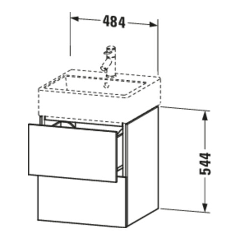 Duravit Meuble sous-lavabo L-Cube 48,4x45,9 cm, gris mat, 2 tiroirs, suspendu