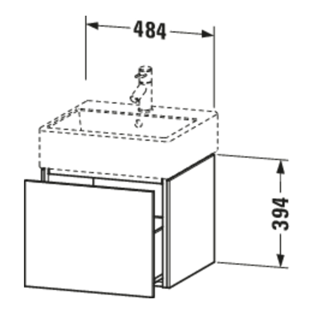 Duravit Meuble sous lavabo L-Cube 48,4x45,9 cm, gris œuf, 1 tiroir, suspendu