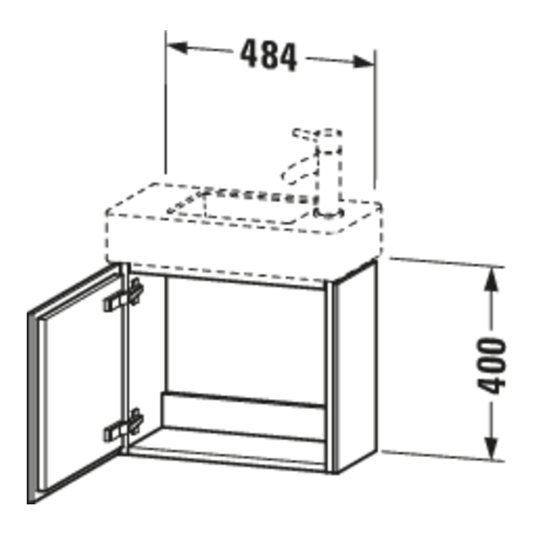 Duravit Meuble sous lavabo L-Cube 48x24x40cm, suspendu, porte gauche, basalte mat