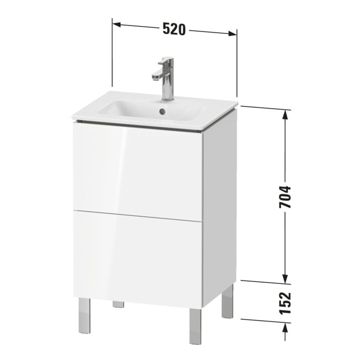 Duravit Meuble sous-lavabo L-Cube 52x42,1x70,4 cm, 2 tiroirs, debout, blanc brillant