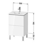 Duravit Meuble sous lavabo L-Cube 52x42,1x70,4 cm, 2 tiroirs, posé, couleur basique-2