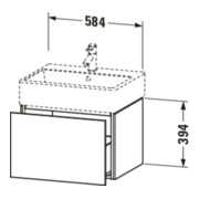 Duravit Meuble sous-lavabo L-Cube 58,4 x 45,9 cm, bas, 1 tiroir, suspendu mural-4