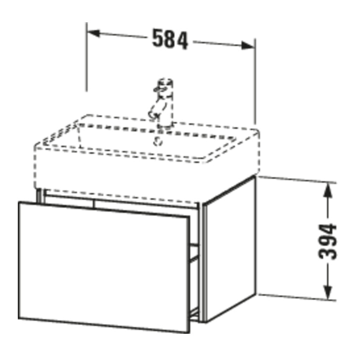 Duravit Meuble sous-lavabo L-Cube 58,4 x 45,9 cm, bas, 1 tiroir, suspendu mural