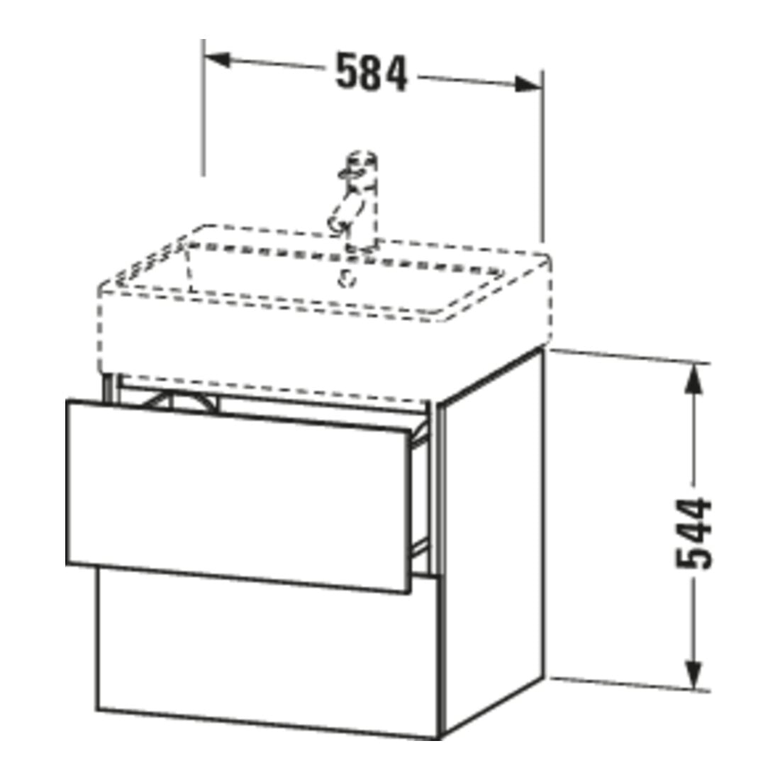Duravit Meuble sous-lavabo L-Cube 58,4 x 45,9 cm, beige, 2 tiroirs, suspendu