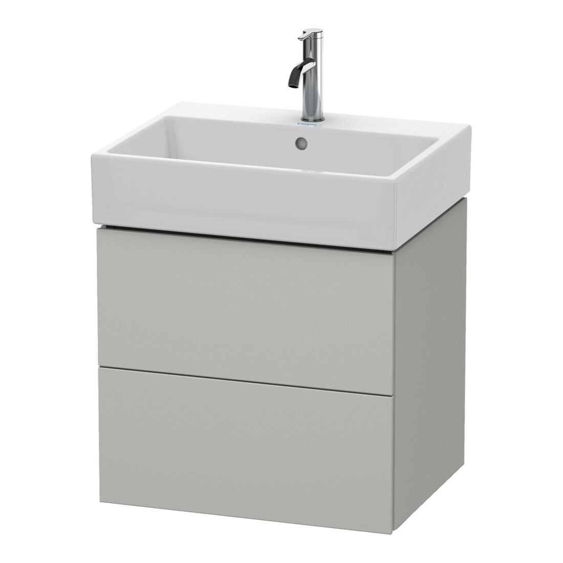 Duravit Meuble sous lavabo L-Cube 58,4 x 45,9 cm, gris mat, 2 tiroirs, suspendu