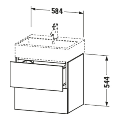 Duravit Meuble sous lavabo L-Cube 58,4 x 45,9 cm, gris mat, 2 tiroirs, suspendu