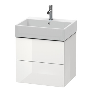 Duravit Meuble sous-lavabo L-Cube 58,4x45,9 cm, blanc brillant, 2 tiroirs, suspendu