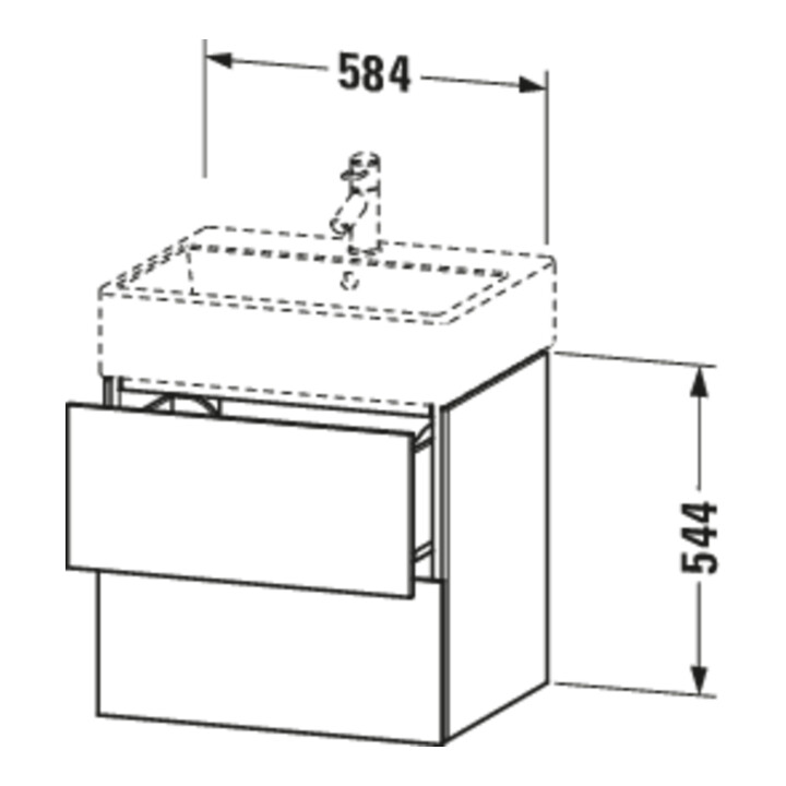 Duravit Meuble sous-lavabo L-Cube 58,4x45,9 cm, E d geb., 2 tiroirs, suspendu