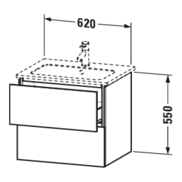 Duravit Meuble sous-lavabo L-Cube 62x48,1 cm, bas. mat, 2 tiroirs, suspendu