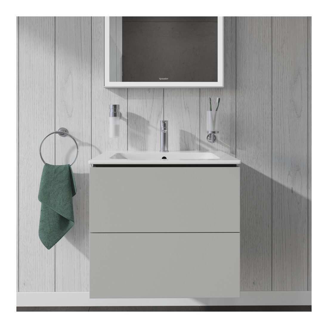 Duravit Meuble sous-lavabo L-Cube 62x48,1 cm, béton gris, 2 tiroirs, suspendu