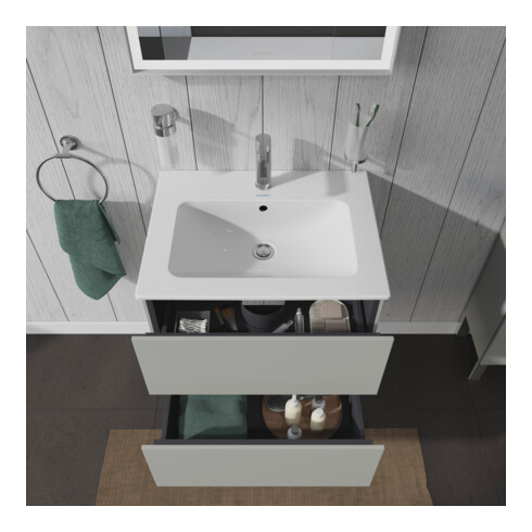 Duravit Meuble sous-lavabo L-Cube 62x48,1 cm, béton gris, 2 tiroirs, suspendu
