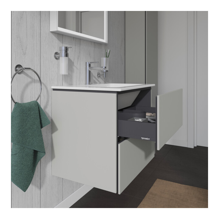 Duravit Meuble sous-lavabo L-Cube 62x48,1 cm, béton gris, 2 tiroirs, suspendu