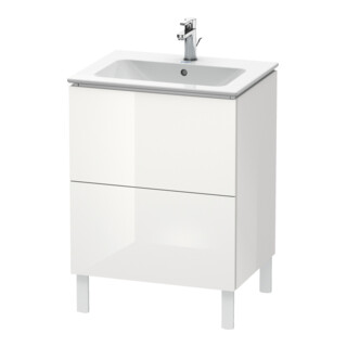 Duravit Meuble sous lavabo L-Cube 62x48,1 cm, blanc brillant, 2 tiroirs, debout
