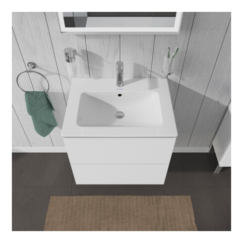 Duravit Meuble sous lavabo L-Cube 62x48,1 cm, blanc brillant, 2 tiroirs, suspendu