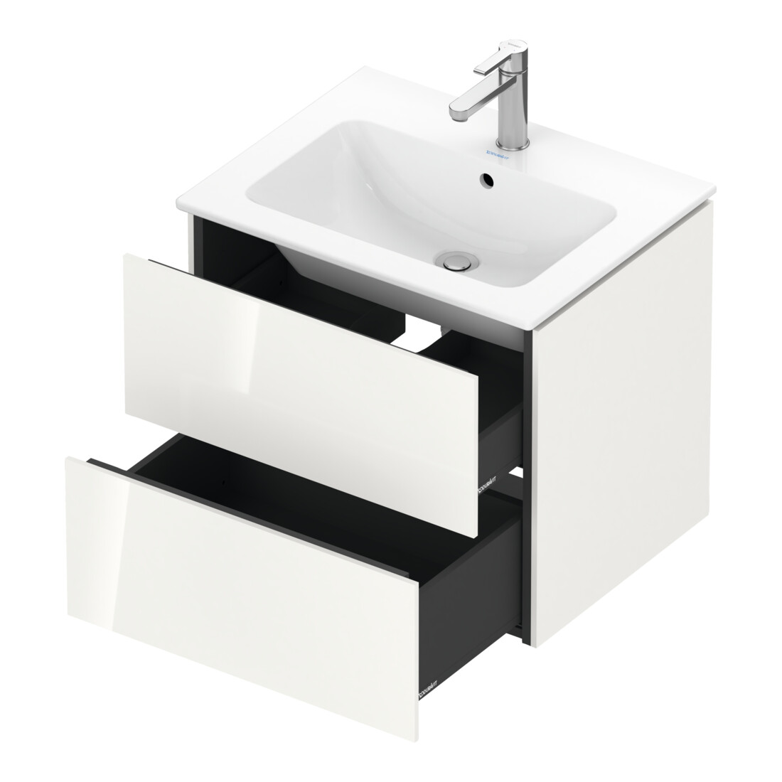 Duravit Meuble sous lavabo L-Cube 62x48,1 cm, blanc brillant, 2 tiroirs, suspendu