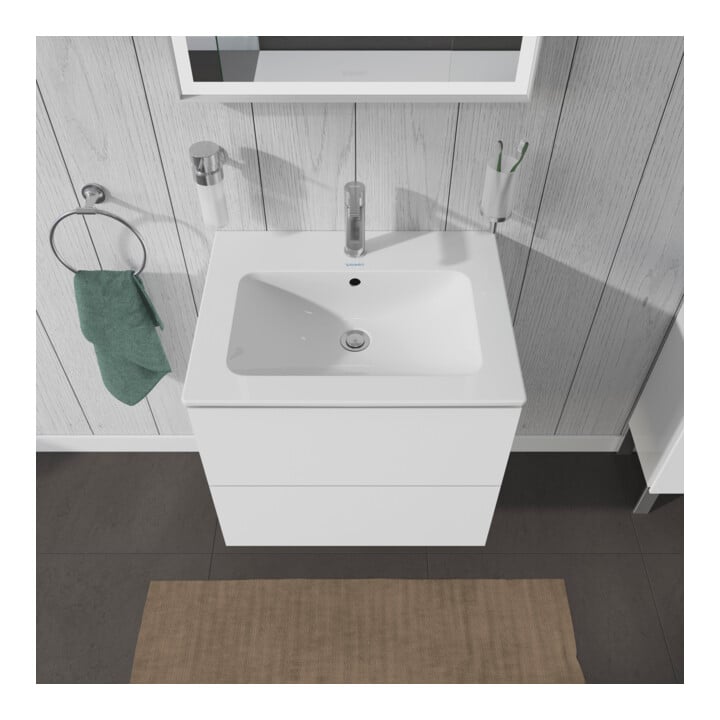 Duravit Meuble sous lavabo L-Cube 62x48,1 cm, blanc brillant, 2 tiroirs, suspendu