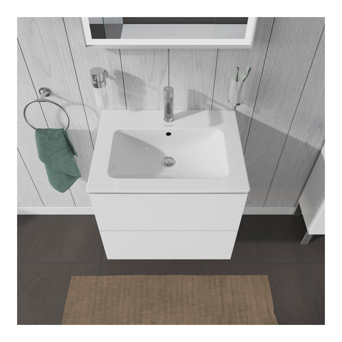 Duravit Meuble sous lavabo L-Cube 62x48,1 cm, blanc brillant, 2 tiroirs, suspendu