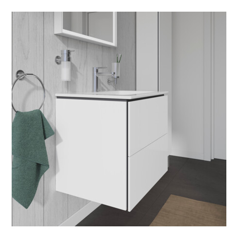 Duravit Meuble sous lavabo L-Cube 62x48,1 cm, blanc brillant, 2 tiroirs, suspendu
