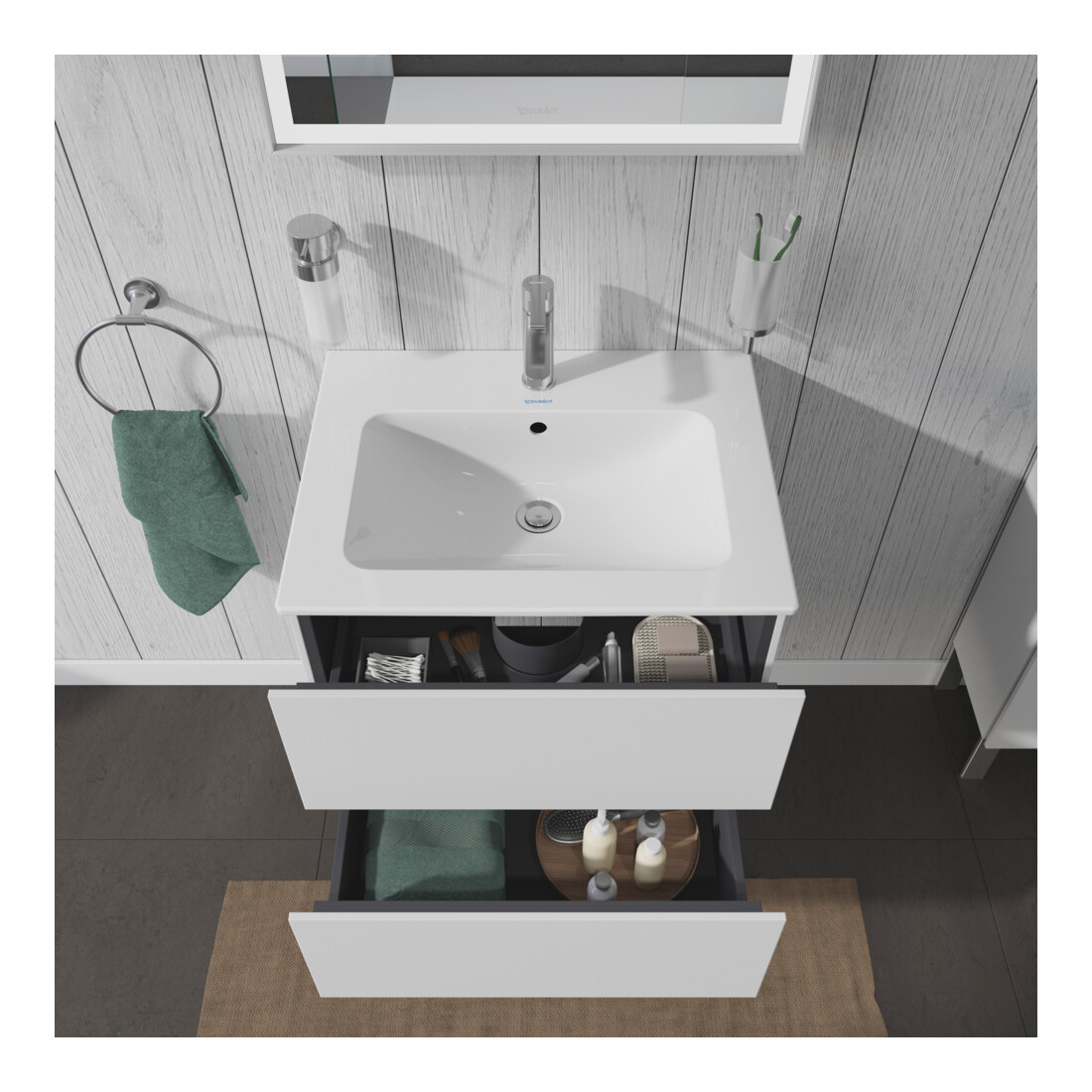 Duravit Meuble sous-lavabo L-Cube 62x48,1 cm, blanc mat, 2 tiroirs, suspendu