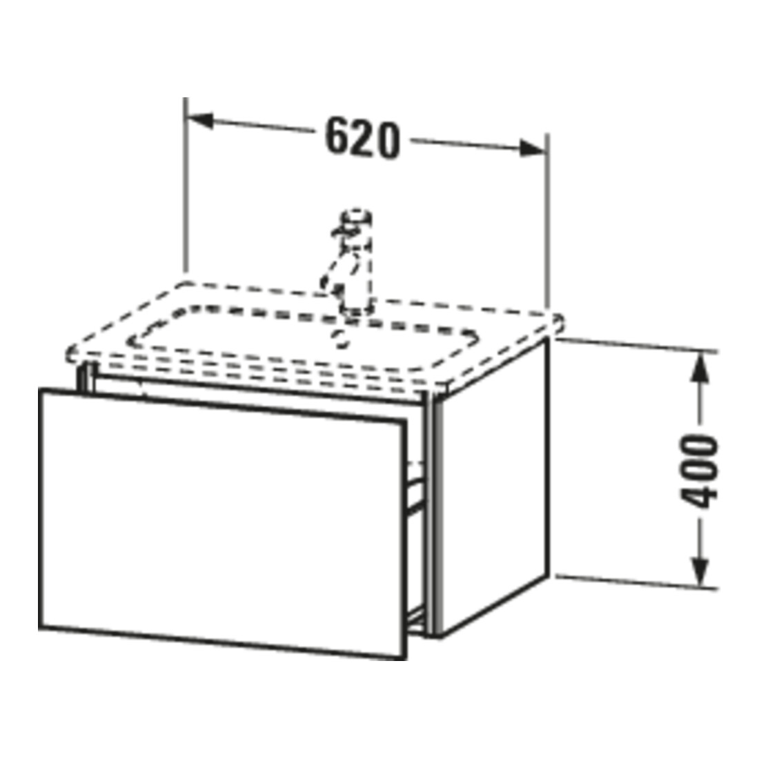 Duravit Meuble sous-lavabo L-Cube 62x48,1 cm, graphite mat, 1 tiroir, suspendu