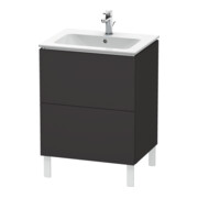 Duravit Meuble sous lavabo L-Cube 62x48,1 cm, graphite mat, 2 tiroirs, debout