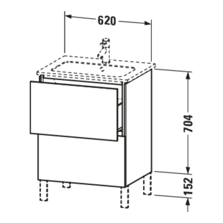 Duravit Meuble sous lavabo L-Cube 62x48,1 cm, graphite mat, 2 tiroirs, debout