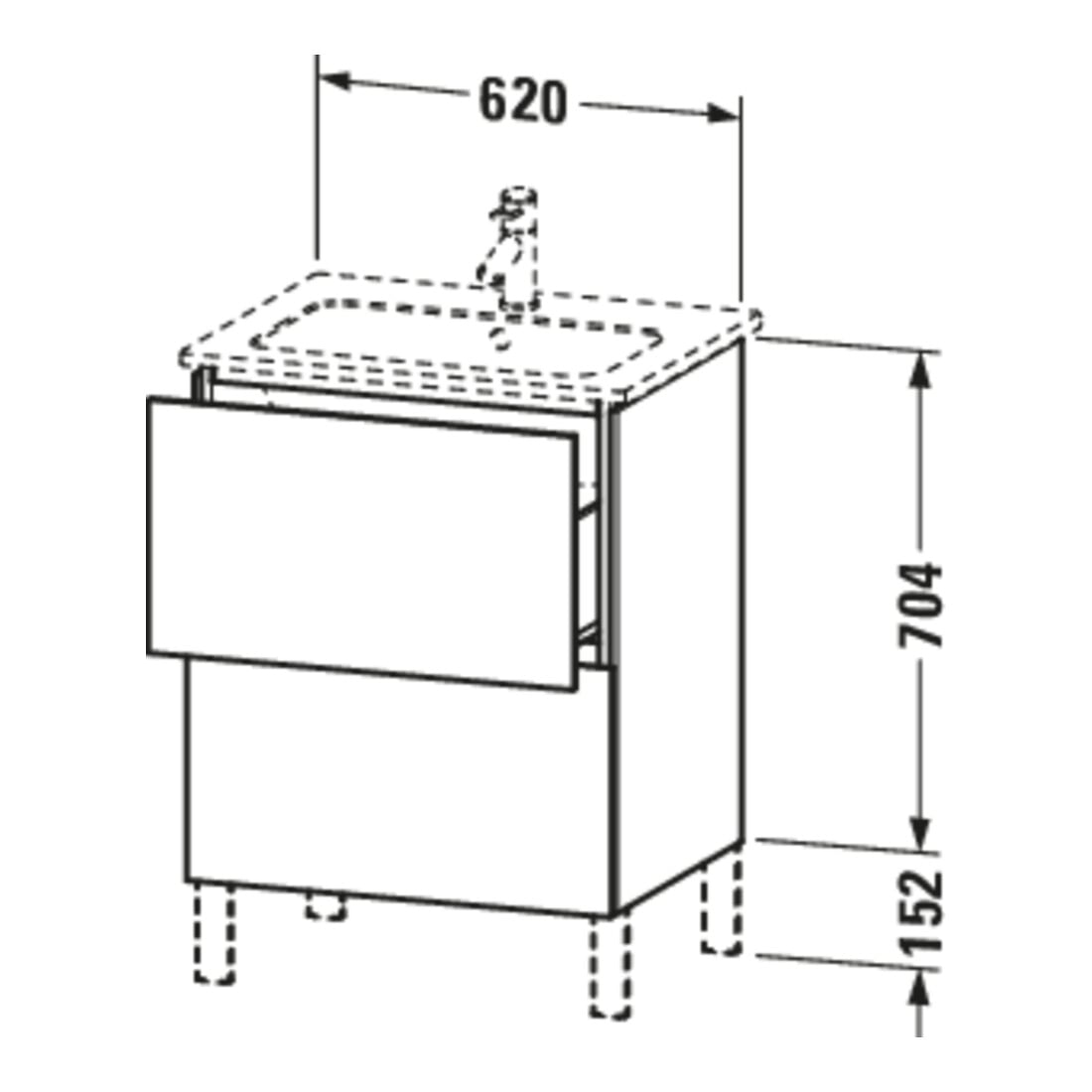 Duravit Meuble sous lavabo L-Cube 62x48,1 cm, graphite mat, 2 tiroirs, debout