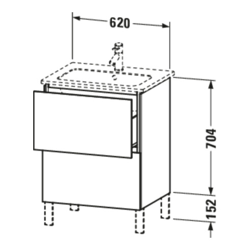 Duravit Meuble sous-lavabo L-Cube 62x48,1 cm, graphite mat, 2 tiroirs, debout