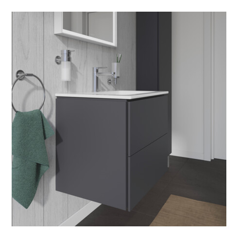 Duravit Meuble sous-lavabo L-Cube 62x48,1 cm, graphite mat, 2 tiroirs, suspendu