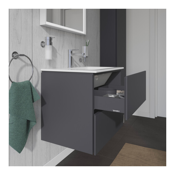 Duravit Meuble sous-lavabo L-Cube 62x48,1 cm, graphite mat, 2 tiroirs, suspendu
