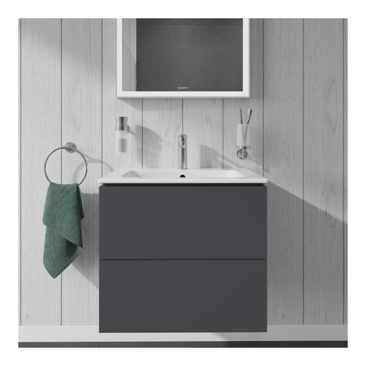 Duravit Meuble sous-lavabo L-Cube 62x48,1 cm, graphite mat, 2 tiroirs, suspendu