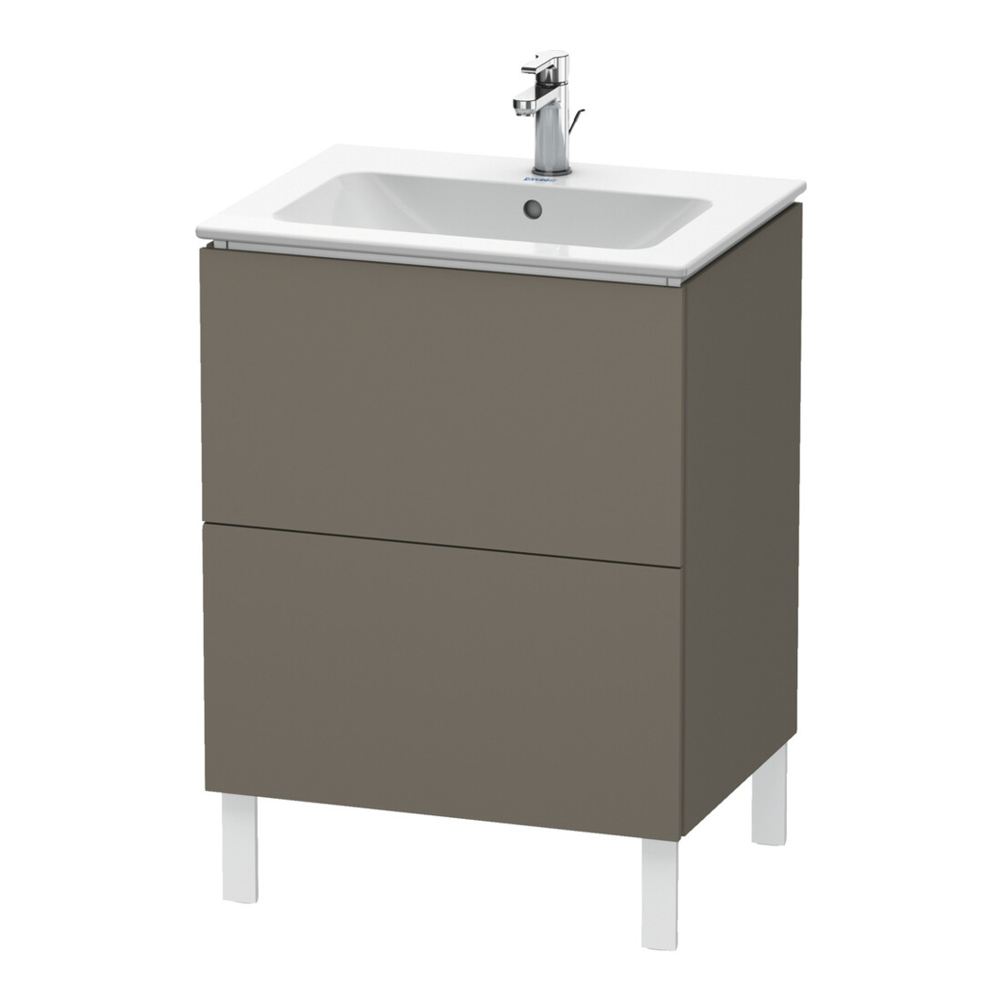Duravit Meuble sous-lavabo L-Cube 62x48,1 cm, gris mat, 2 tiroirs, debout