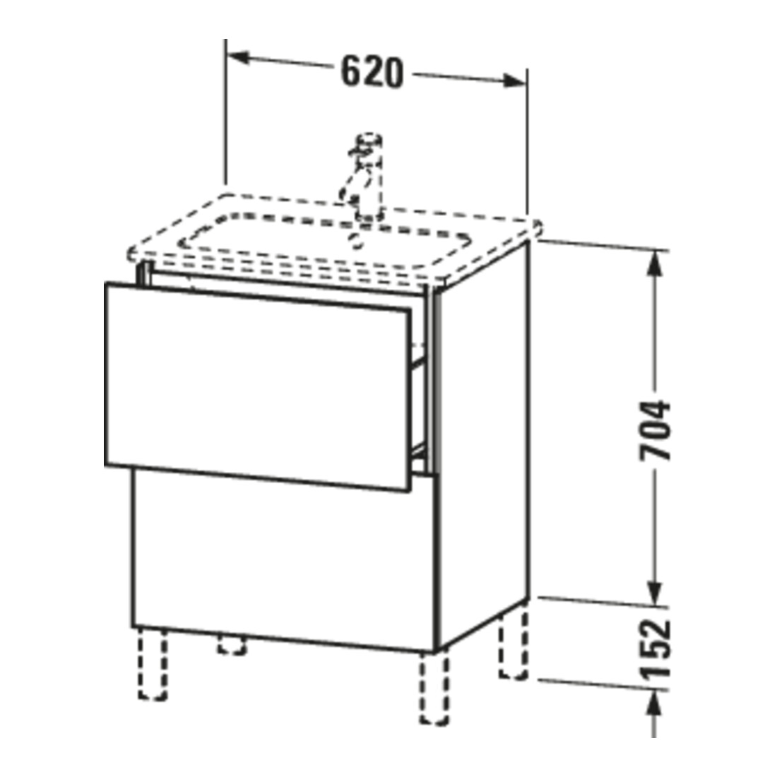 Duravit Meuble sous lavabo L-Cube 62x48,1 cm, lin, 2 tiroirs, sur pied