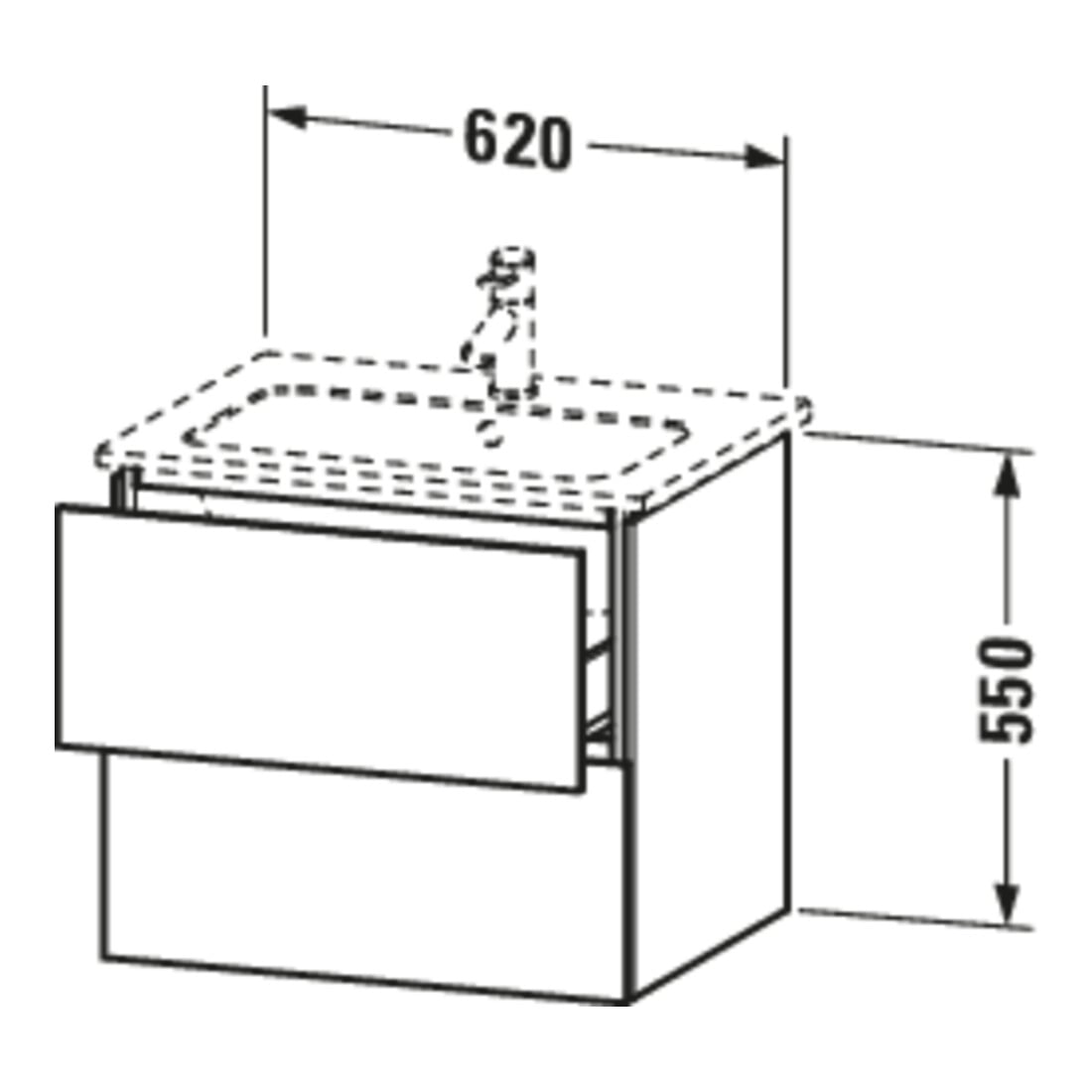 Duravit Meuble sous-lavabo L-Cube 62x48,1 cm, noyer, 2 tiroirs, suspendu