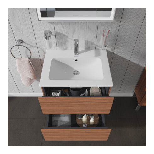 Duravit Meuble sous-lavabo L-Cube 62x48,1 cm, noyer naturel, 2 tiroirs, suspendu