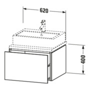 Duravit Meuble sous-lavabo L-Cube 62x54,7 cm, gris mat, pour console, 1 tiroir-4