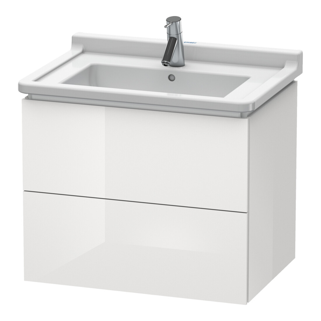 Duravit Meuble sous lavabo L-Cube 67x46,9 cm, blanc brillant, 2 tiroirs, suspendu
