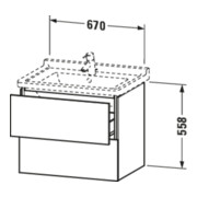 Duravit Meuble sous-lavabo L-Cube 67x46,9 cm, blanc mat, 2 tiroirs, suspendu-3