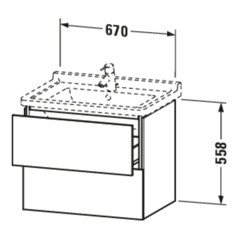Duravit Meuble sous-lavabo L-Cube 67x46,9 cm, chêne foncé, 2 tiroirs, suspendu