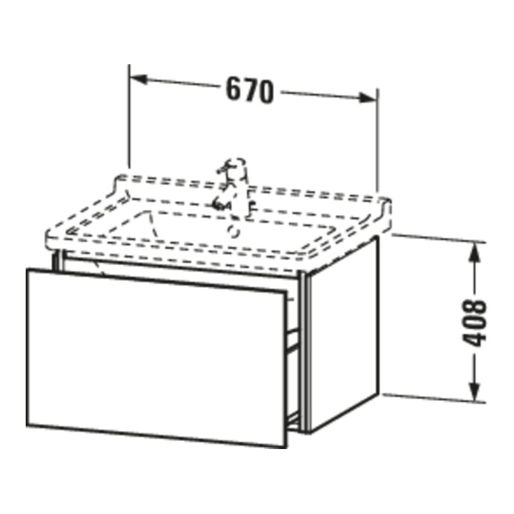 Duravit Meuble sous-lavabo L-Cube 67x46,9 cm, chêne médium, 1 tiroir, suspendu